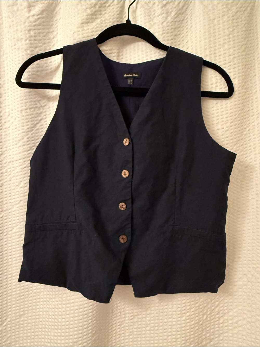 Massimo Tutti Linen Cotton Navy Blue Vest Sz US 4 EUR 36 Sleeveless Chic